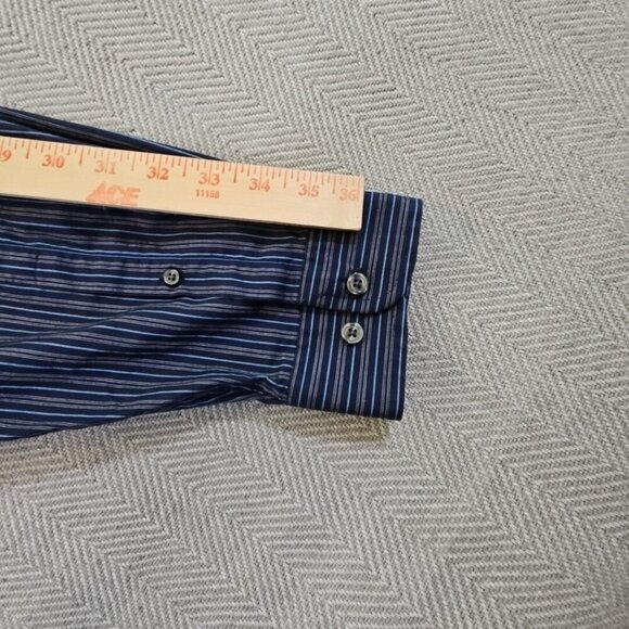 Eddie Bauer Long Sleeve Shirt Men's Tall TXL Blue Stripe Non-Wrinkle Relaxed Fit - Picture 12 of 14